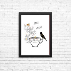 Birthday bird - bye9design digitalt print - nordic design
