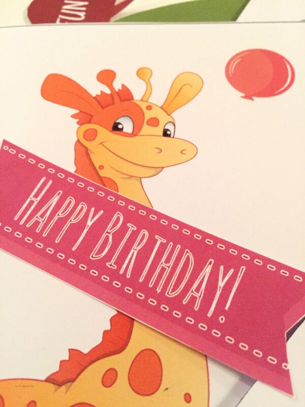 Giraff- children birthdaycard - bye9design digitalt print - nordic design
