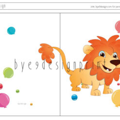 Løve- children birthdaycard - bye9design digitalt print - nordic design