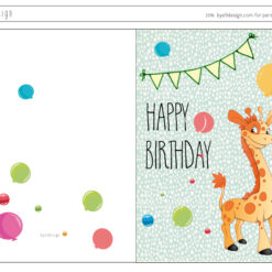 Bursdagskort-giraff-free printable - bye9design printshop