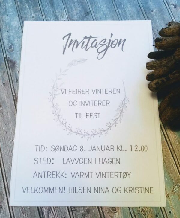 Invitasjon vintertema - redigerbar - printable - bye9design
