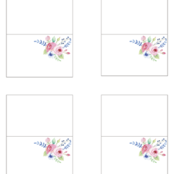 Blomstrende bordkort og serviettringer - redigerbar tekst