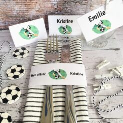 Fotball bordkort - serviettringer og ekstra merker til pynt