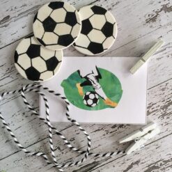Fotball bordkort - serviettringer og ekstra merker til pynt