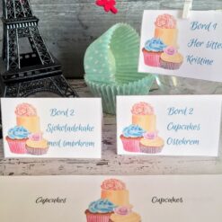 Cupcakes - bordkort og servietteringer- redigerbar