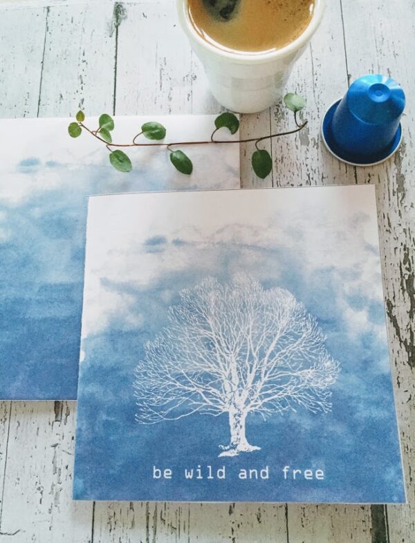 Wild and free - dobbelt kort med konvolutt - printable - bye9design