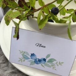 Blåbær - nydelige bordkort og serviettringer