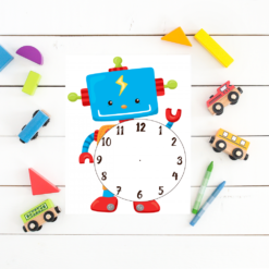 Lær klokken og ukedagene med robotvennene - print og klipp