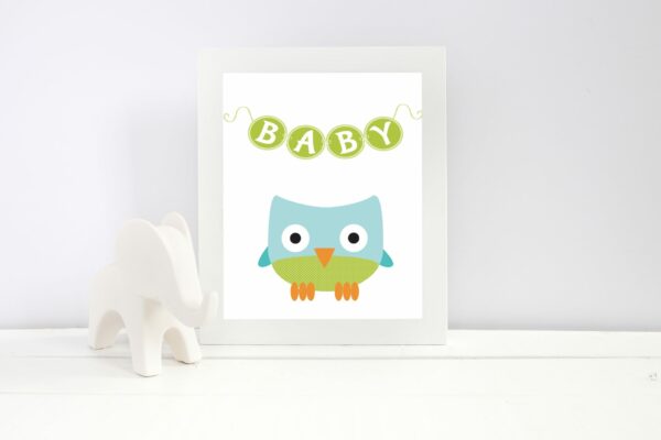 Plakat med baby ugle - print ut selv