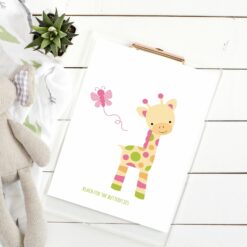 Reach for the butterflies - Nydelig barneplakat med giraff og sommerfugl