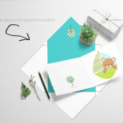 Bamse på seiltur - kort med konvolutt - print ut selv