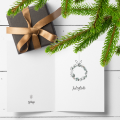 Juleglede - nostalgisk julekort med enkel, håndmalt krans