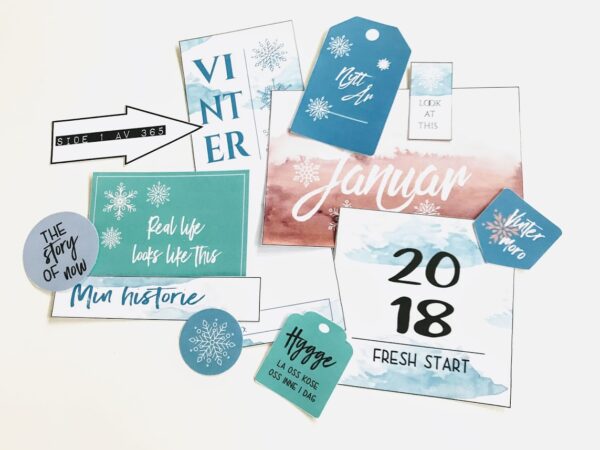 Journalkort og tags til fotoalbum og scrapping - januar "Ny start"