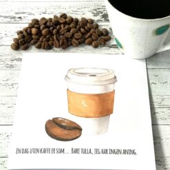 Kort med kaffetekst "En dag uten kaffe er som...."