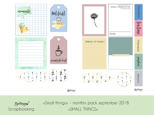 "Small things" er temaet for scrappepakken/fotopakken i september