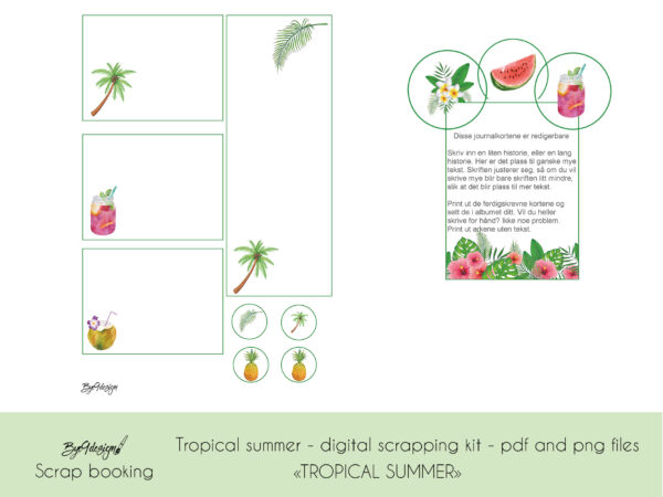 Tropical Summer Journaling cards for scrapbooking