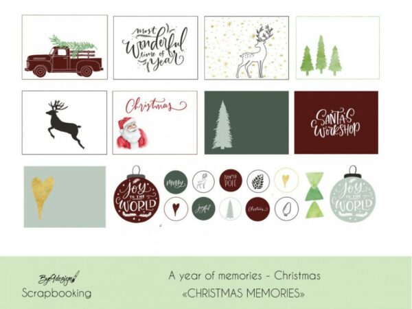 Christmas memories journalkort og pynt - Project Life